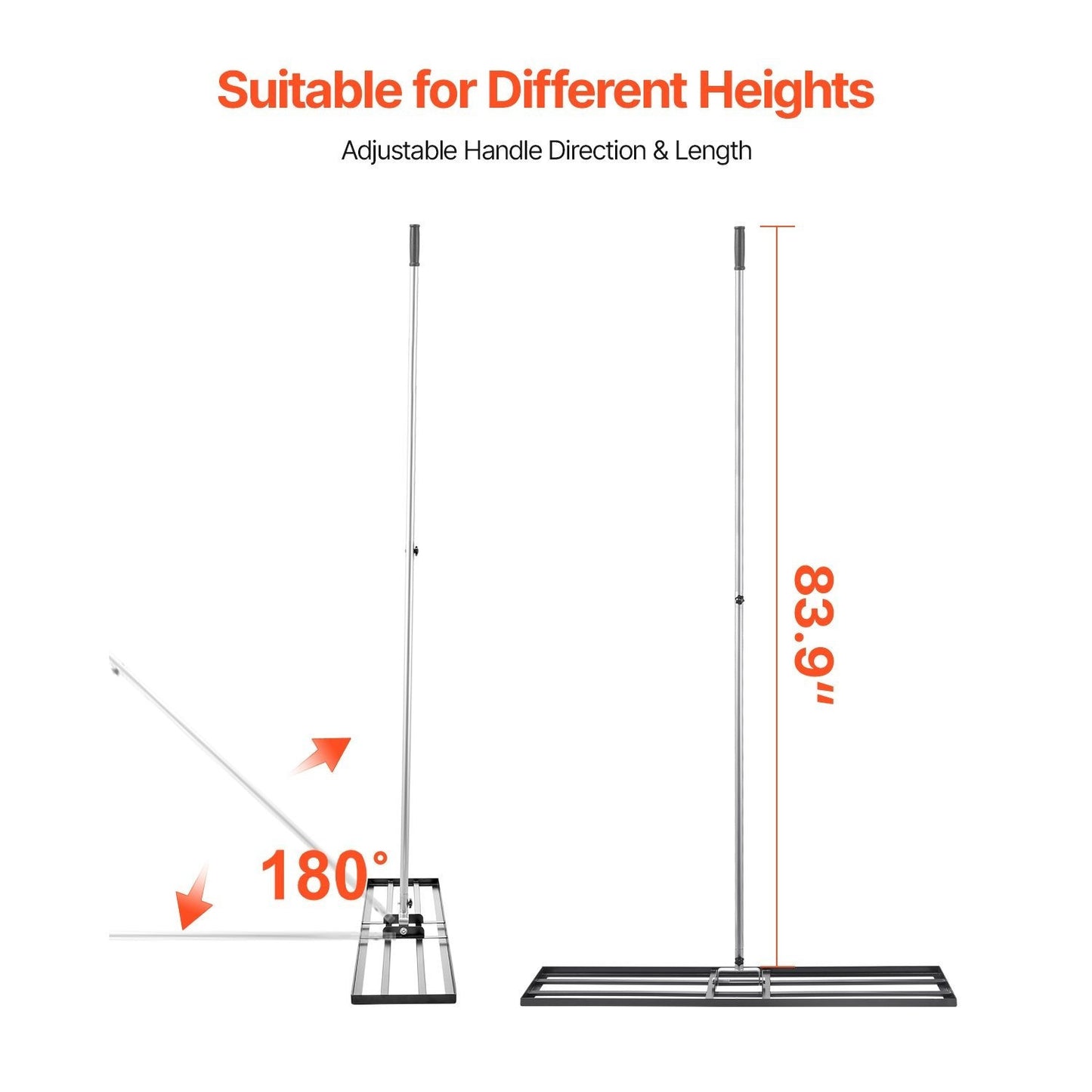 VEVOR Lawn Leveling Rake Q235 Carbon Steel – 10x30/36/48in Blade, 83.9in Adjustable Handle, 180° Rotating, 11.9 lbs, Leveling Tool for Yard Lawn Golf Course Farm Garden | Canada