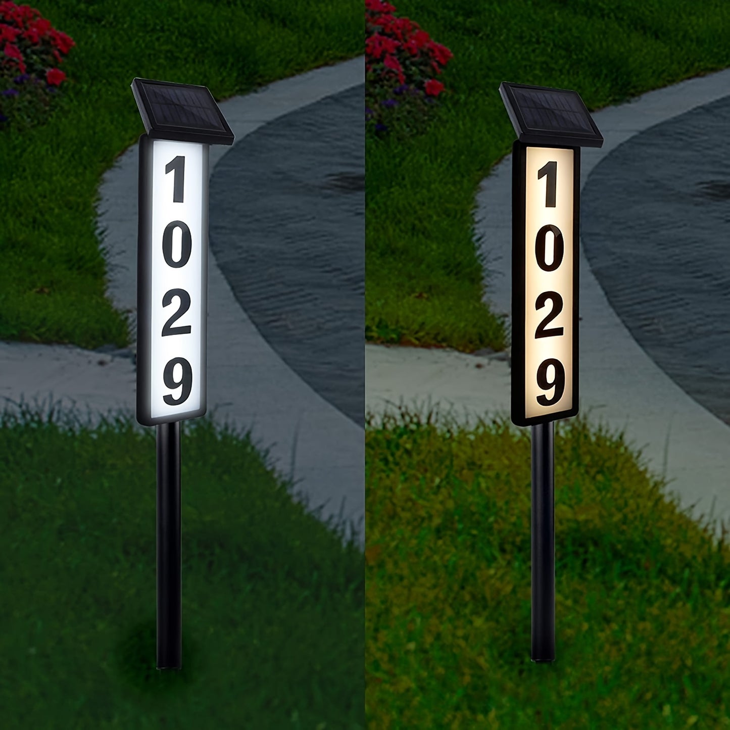 Solar LED House Address Number Door Sign Light Outdoor – Waterproof Digital Indicator Lamp for Villa Lawn Park Landscape Decor, Decorative Guide Light Gift