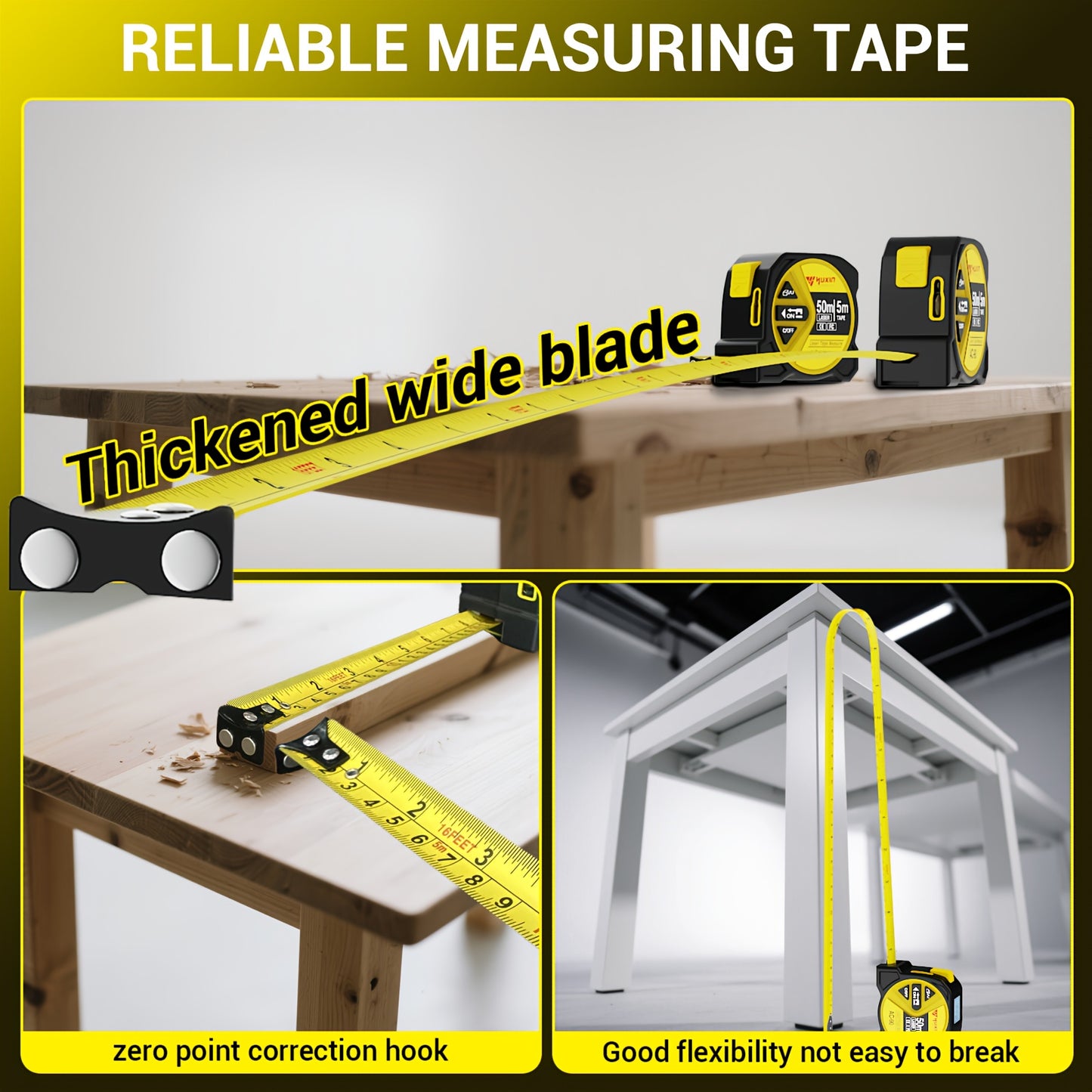 USB Rechargeable Digital Laser Tape Measure – 3-in-1 Infrared Distance Meter with HD Intelligent Display, Measures Distance, Area & Volume, High Precision Smart Measuring Tool for Home, DIY & Construction