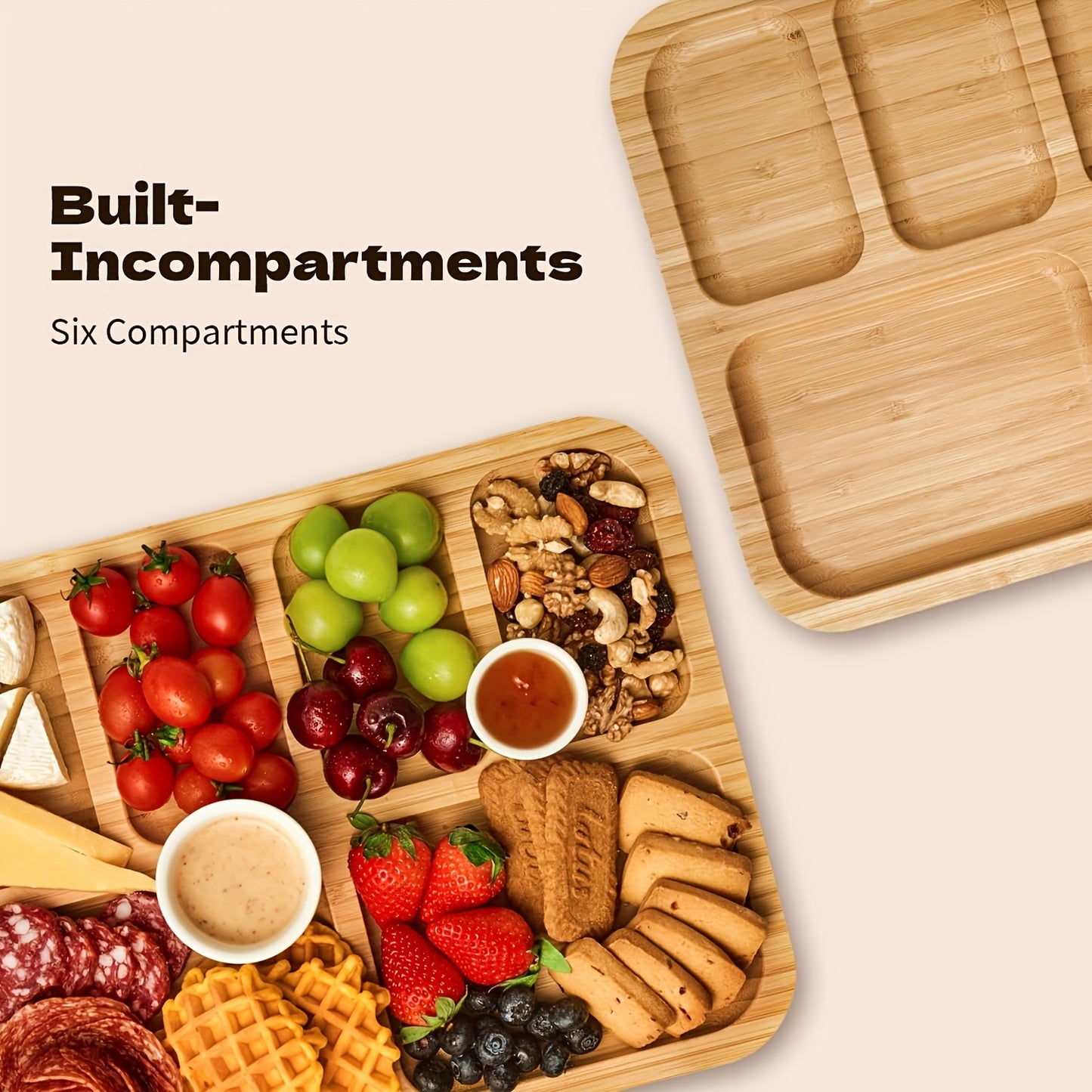 Large Bamboo Serving Tray with Lid – Charcuterie Board for Cheese, Meat, Fruit & Snacks | Holiday Food Display for Christmas, Thanksgiving & Entertaining | Eco-Friendly Decorative Food Board | ShopVora CA