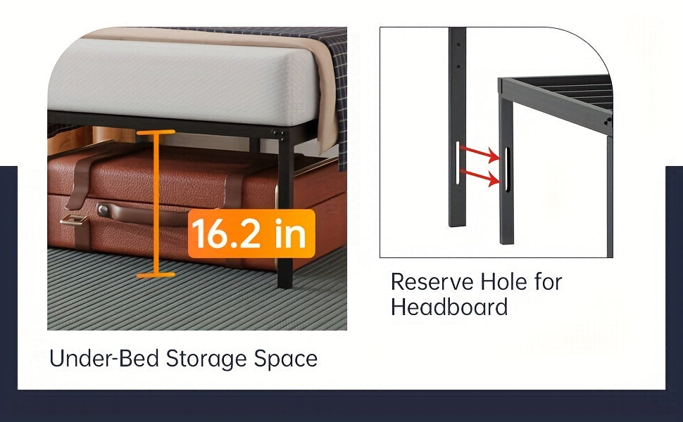 18 Inch Heavy Duty Metal Platform Bed Frame Maximum Underbed Storage Noise-Free No Box Spring Required Easy Assembly Twin Full Queen King Size for Bedroom Guest Room Apartment Dorm Canada