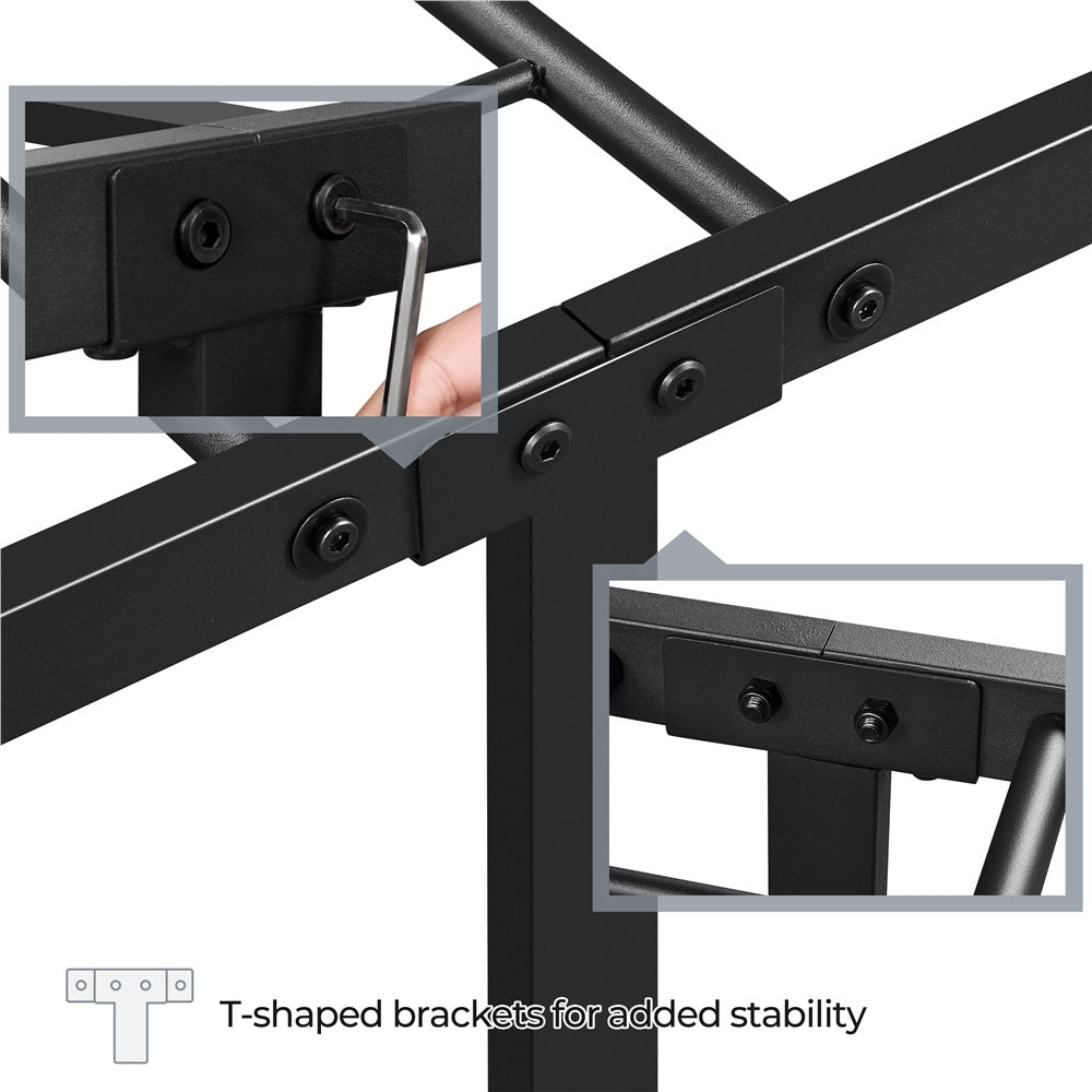 Metal Platform Bed Frame with Cross Design Headboard and Footboard - Industrial Style, 12 Metal Slats, Under-Bed Storage, Twin Full Queen, Black or White, for Bedroom Dorm Apartment Canada