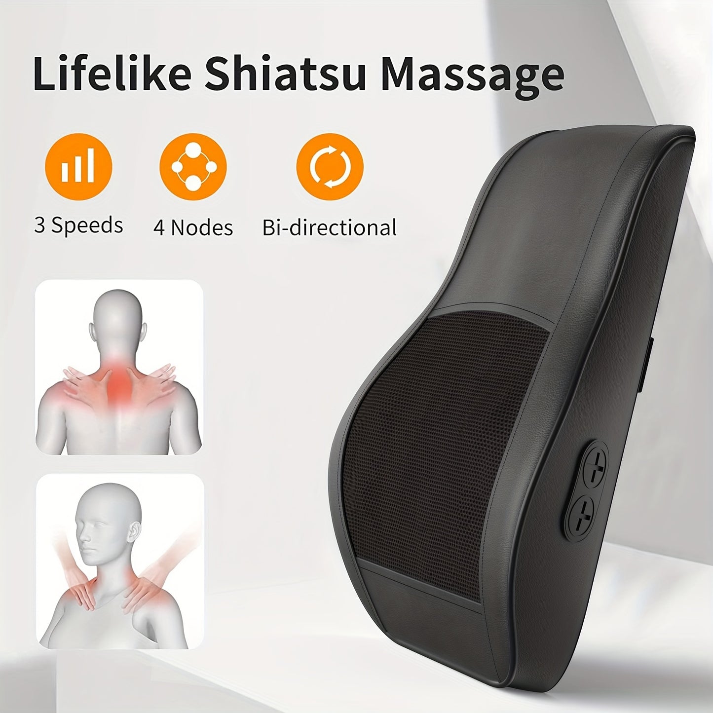 MASSTECK Shiatsu Back Massager with Heat – Deep Tissue 3D Kneading for Neck, Shoulders & Back, 3 Modes, 2 Heating Levels, Massager Gift for Mom, Dad & Women