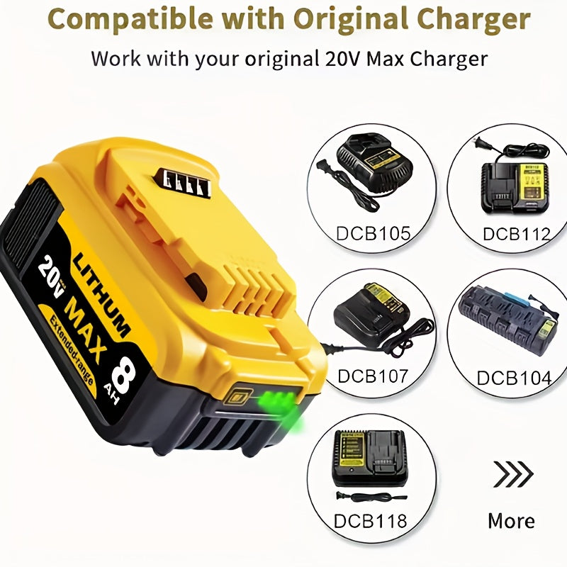 DCB200 DCB606 DCB609 Compatible 20V Max 8000mAh Replacement Battery – Fits DCB612 DCB201 DCB206 DCB207, Over-Current Over-Voltage Over-Temp Protection, 1/2-Pack for DW Cordless Power Tools | Canada