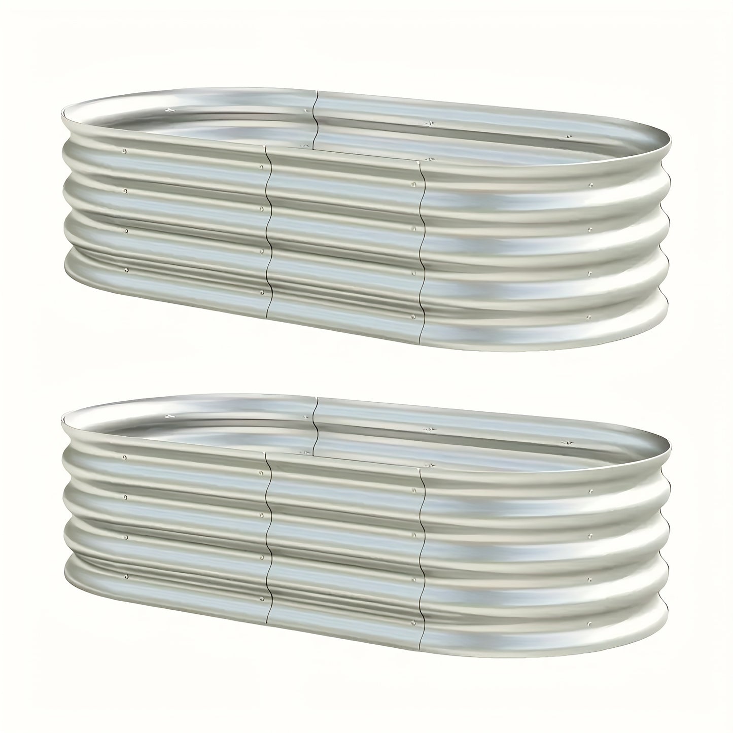 Galvanized Oval Raised Garden Bed 2-Pack – Metal Outdoor Planter Box Kit for Vegetables, Fruits, Flowers & Herbs, Multiple Sizes Available