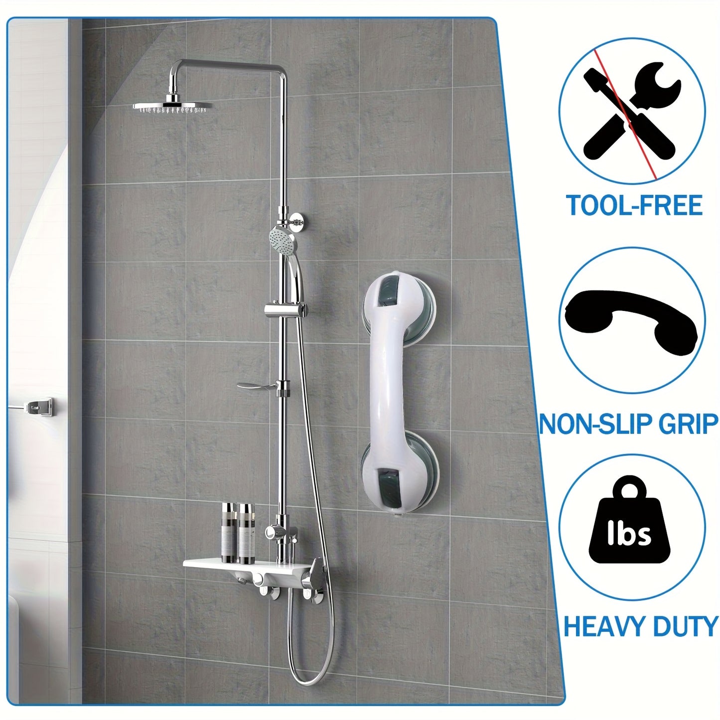 Bathroom Safety Grab Bar Set 2pcs β Non-Slip Suction Cup Handle, Durable Plastic, for Seniors & Individuals with Disabilities, Works on Glass, Tile & Marble | ShopVora CA