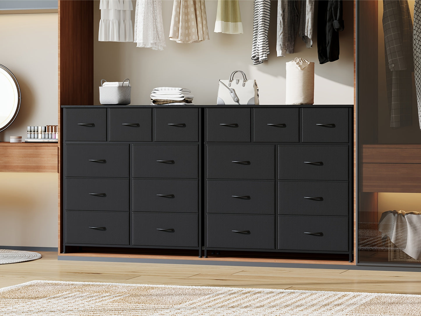 9-Drawer Fabric Dresser Storage Tower – Tall Chest Organizer with Large Capacity Fabric Bins for Bedroom, Entryway & Closet, Sturdy Freestanding Clothes Storage Unit