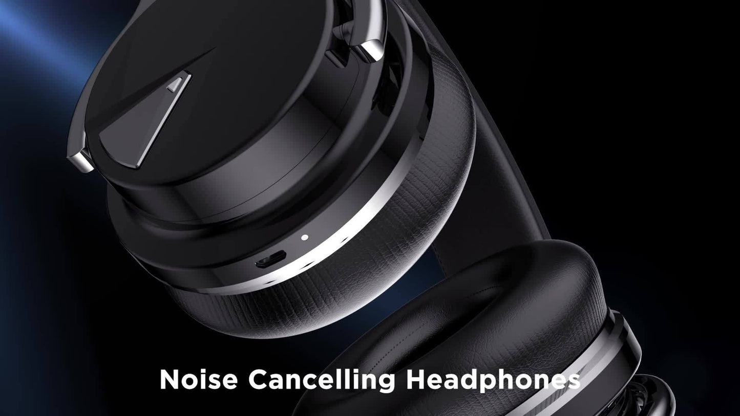 Active Noise Cancelling Headphones Wireless Over-Ear Bluetooth 5.2 with Microphone Deep Bass 30H Playtime Comfortable Earpads