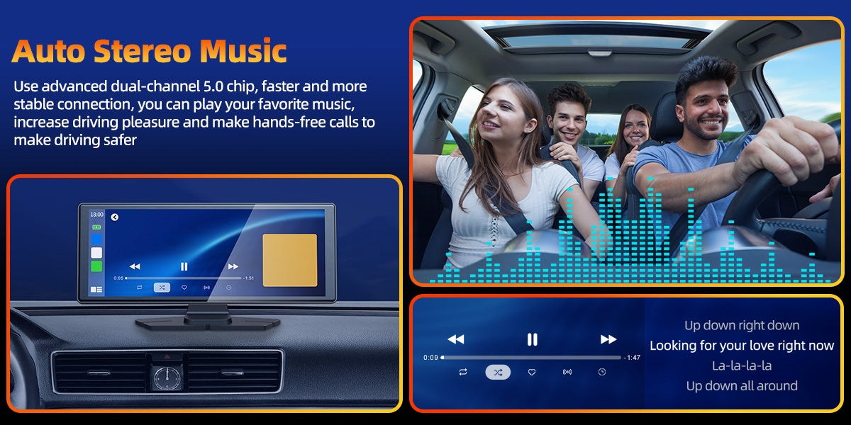 Portable Wireless CarPlay Screen for Car – 7"/9"/9.26" HD Display, Android Auto, GPS Navigation, Bluetooth, FM, AUX, AirPlay, Voice Control, Plug & Play for All Vehicles (Lamtto)