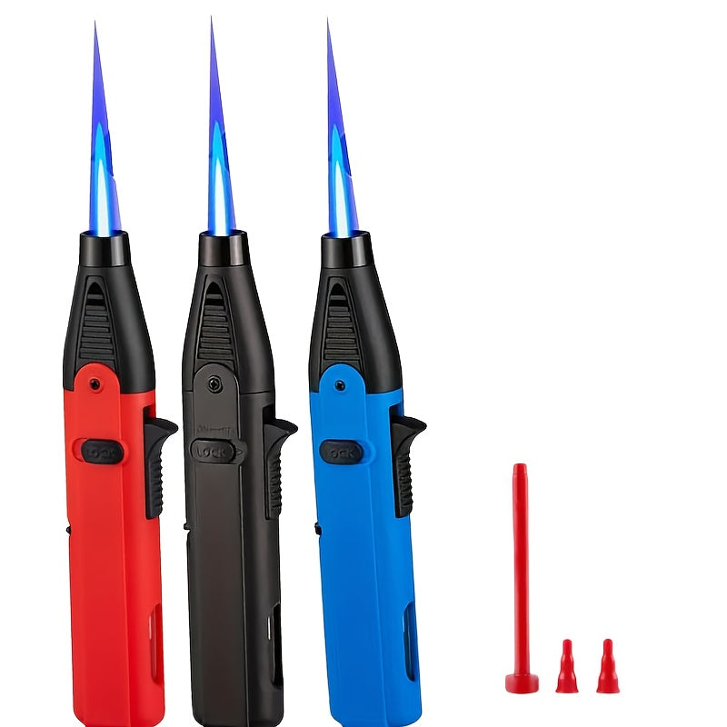 Windproof Jet Torch Lighter 3-Pack – Butane Refillable with Visible Gas Window & Safety Lock, for Candles, BBQ, Grill & Kitchen – Butane Not Included | ShopVora CA