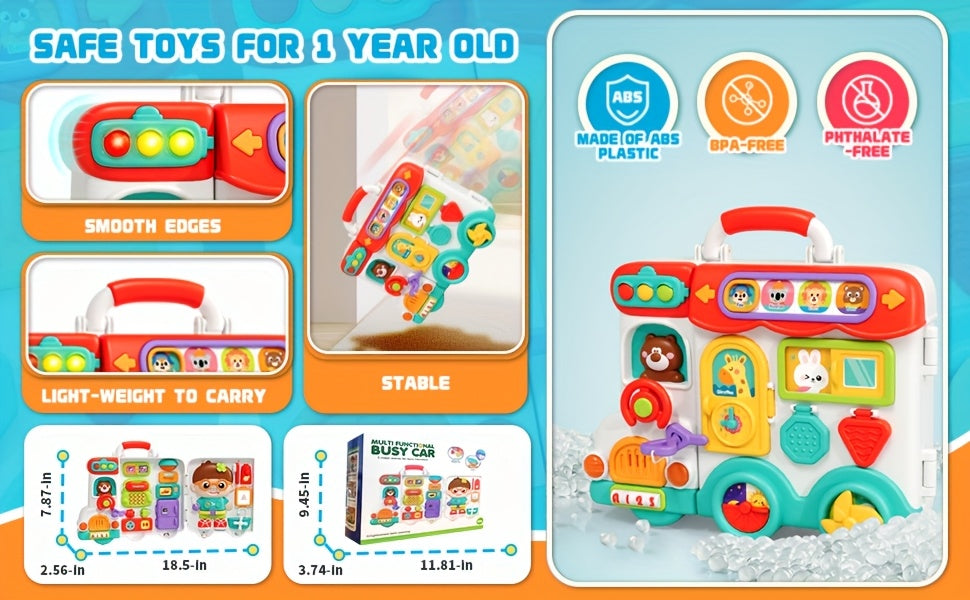 54-in-1 Musical Activity Busy Board for Babies & Toddlers – Bilingual Sensory Learning Toy, Educational Gift for Boys & Girls Ages 6-36 Months