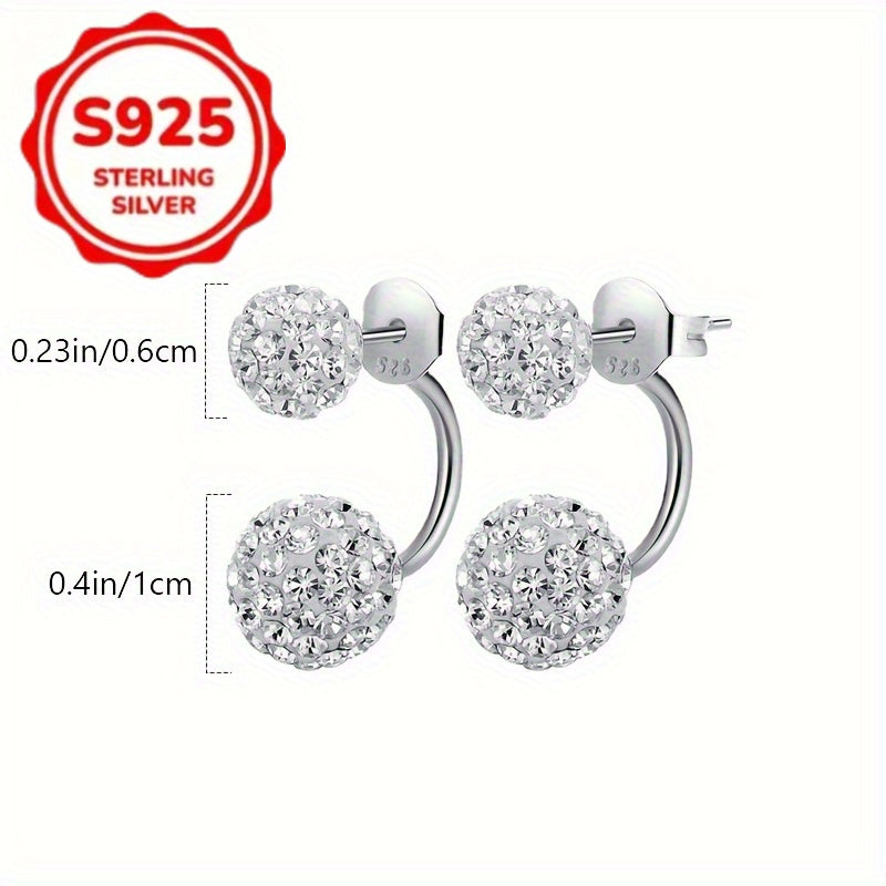 S925 Sterling Silver Sparkling Ball Stud Earrings for Women – Shiny Bling Half-Wrapped Drop Earrings, Low Allergy, Versatile for Daily Wear, Parties & Banquets | ShopVora CA
