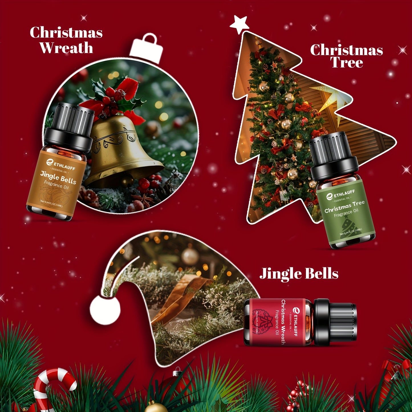 Christmas Fragrance Oils Gift Set – 6 Holiday Scented Oils for Diffuser & Candle Making, Jingle Bells, Christmas Wreath, Christmas Tree, Chocolate Orange, Apple Pie & Gingerbread, Festive Home Fragrance Gift | ShopVora CA