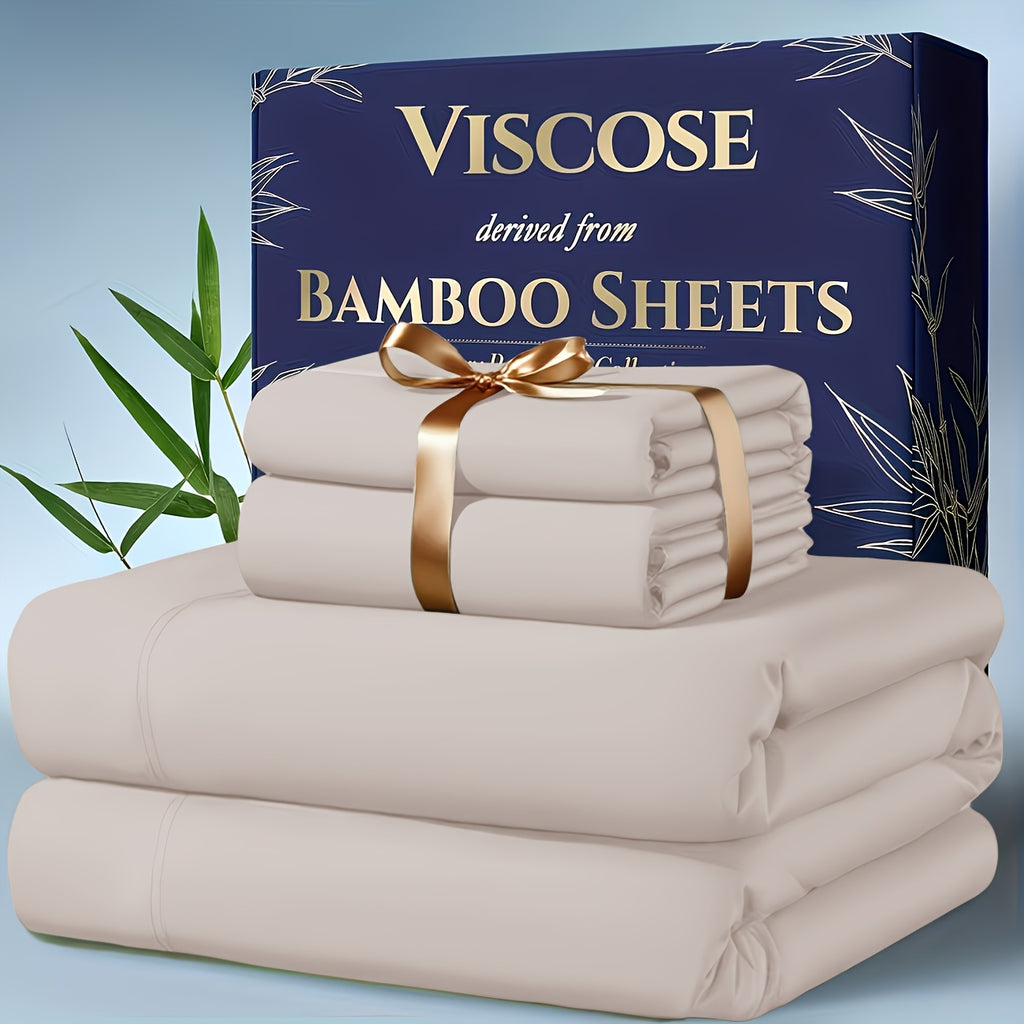 Bamboo Cooling Bedding - Extra Deep Pocket Breathable And Cooling - Suitable for Hot Sleepers And Sweats, Pillowcases, Flat Sheet And Fitted Sheet - A Perfect Gift for Family, Twin, Full, Queen And King Sizes, Next Day Delivery