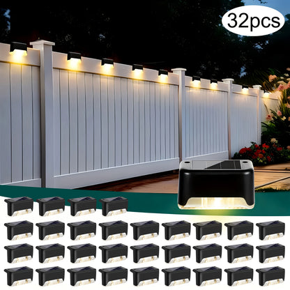 Solar Step Lights Outdoor – IP44 Waterproof LED Deck & Stair Lights, 8/16/32-Pack Warm White Solar Fence Lights for Yard, Patio & Pathway | Garden Decor for Halloween & Christmas