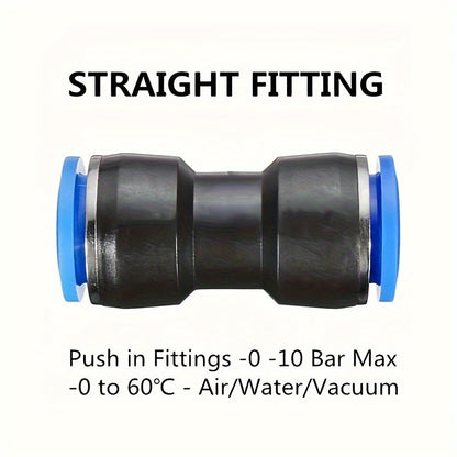 Pneumatic Quick Connector Fittings Push-In Joints for Air Tubing, PU4/6/8/10/12 Air Hose Connectors, Pneumatic Tube Fittings for Compressor & Air Lines
