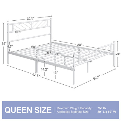 Metal Platform Bed Frame Twin Full Queen with Arrow Headboard Footboard No Box Spring Needed Underbed Storage - ALDEN DESIGN Minimalist Bed, White Black, Canada