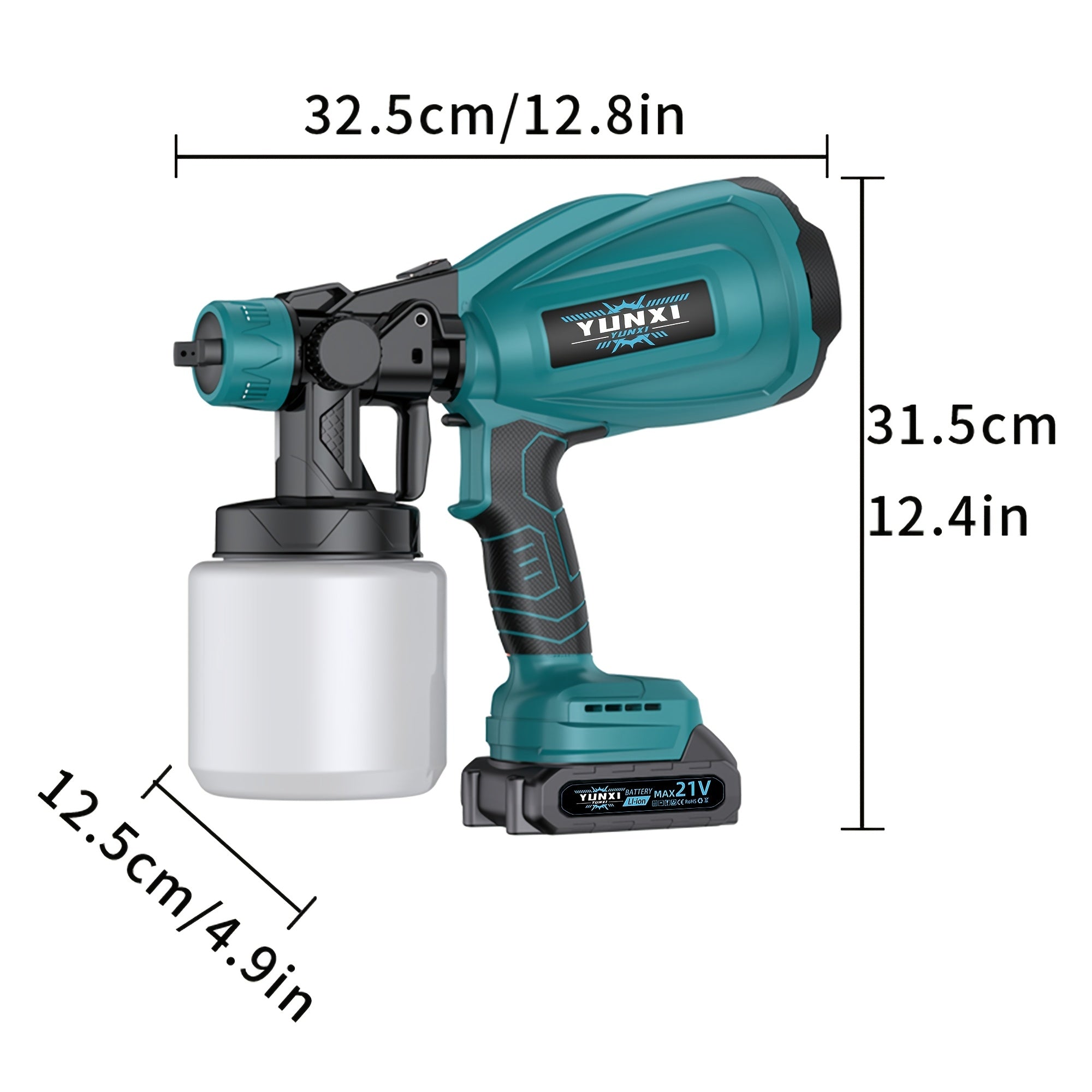 Cordless Electric Paint Spray Gun - Rechargeable Lithium Battery HVLP Sprayer for Home Walls, Furniture, Cabinets, Fences & Doors - Wireless High-Voltage Airless Painting Tool, Easy to Clean