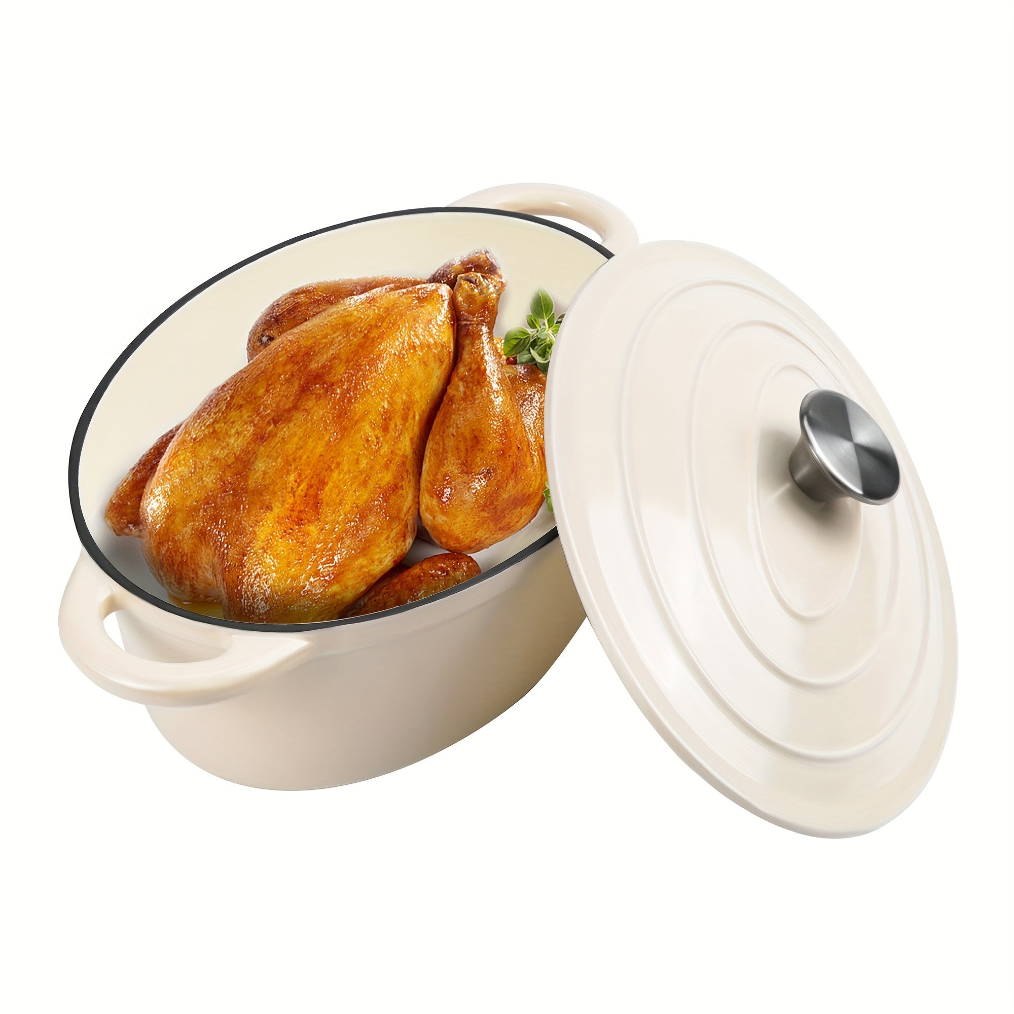 Enameled Cast Iron Dutch Oven 4.5 QT Oval with Lid & Dual Handles – Non-Stick Enamel Coated Cookware for Cooking, Bread Baking & Braising, Kerilyn Dutch Oven Pot for Canadian Kitchens, Multiple Colours