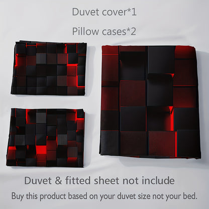 3-Piece Digital Print Duvet Cover Set – All-Season Bedding, 1 Duvet Cover & 2 Pillowcases, Zipper Closure, Machine Washable, Bedroom & Guest Room Décor