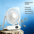 Rechargeable Circulating Cooling Fan, 5-Speed Cooling System - 3000Mah Battery, Wide-Angle Air Supply, Digital Display, Suitable for Home, Office, Camping, Portable Multifunctional Wall-Mounted And Desktop Air Conditioning Fan