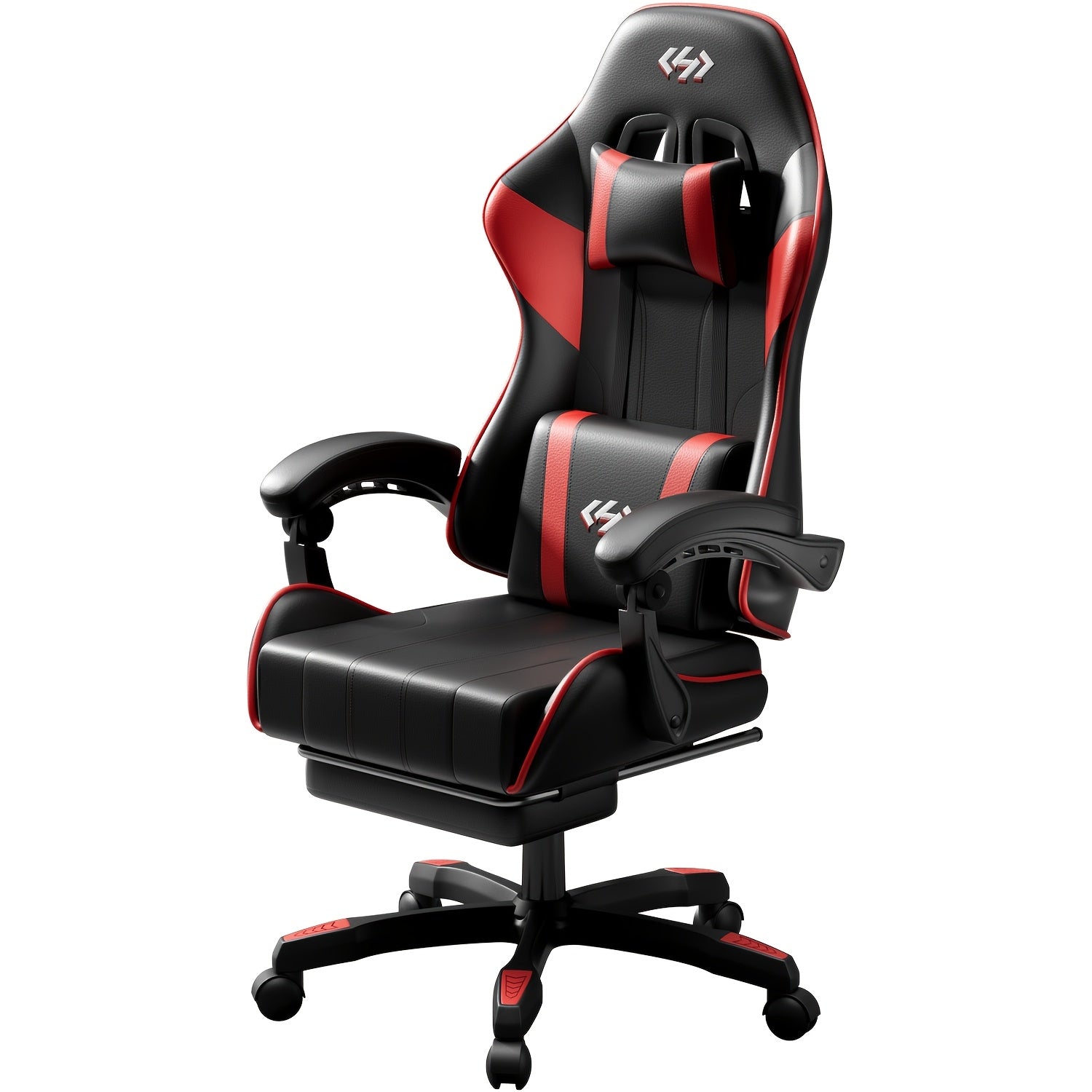 6-Point Support Gaming Chair with Pocket Springs and Adjustable Lumbar Headrest - 135 Degree Recline Faux Leather Office Gaming Seat Footrest Linkage Armrest 300 lb Canada