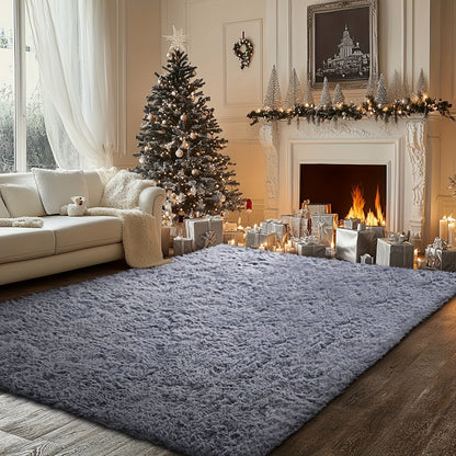 Fluffy Soft Area Rug – Luxury Non-Slip Indoor Carpet for Living Room, Bedroom & Home Decoration, Ultra-Plush Floor Rug, 7 Colours & 5 Sizes, Tie-Dye Black White Navy Blue Grey