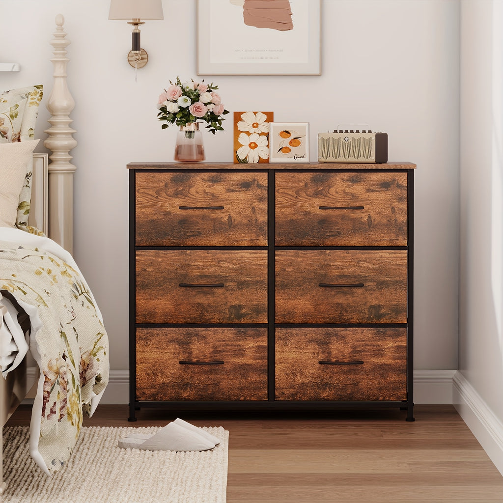 6-Drawer Dresser Wide Storage Chest of Drawers with Removable Fabric Bins - 3-Tier Bedroom Organizer for Closet Bedside Living Room Laundry Entryway Hallway Canada