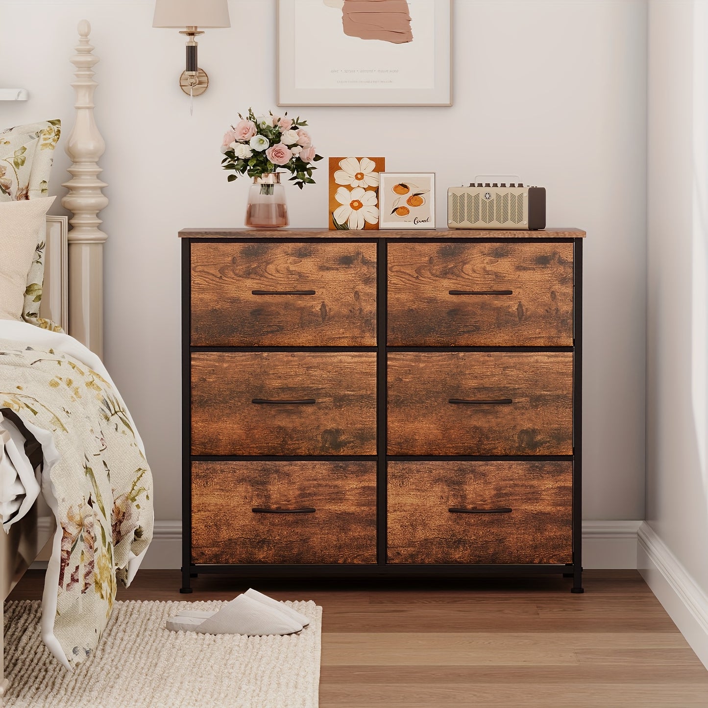 6-Drawer Dresser Wide Storage Chest of Drawers with Removable Fabric Bins - 3-Tier Bedroom Organizer for Closet Bedside Living Room Laundry Entryway Hallway Canada