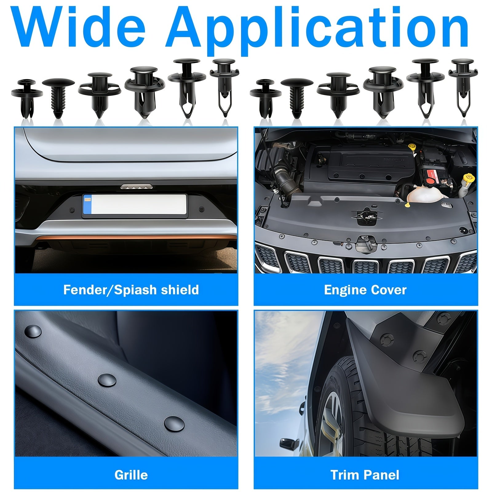 200pcs Multi-Purpose Universal Automotive Clamps, Mixed Sizes 6mm-10mm, Durable And Sturdy, Portable And Practical, Multi-Use Automotive Fasteners, Suitable for Car Bumper, Fender, And Trim Repairs