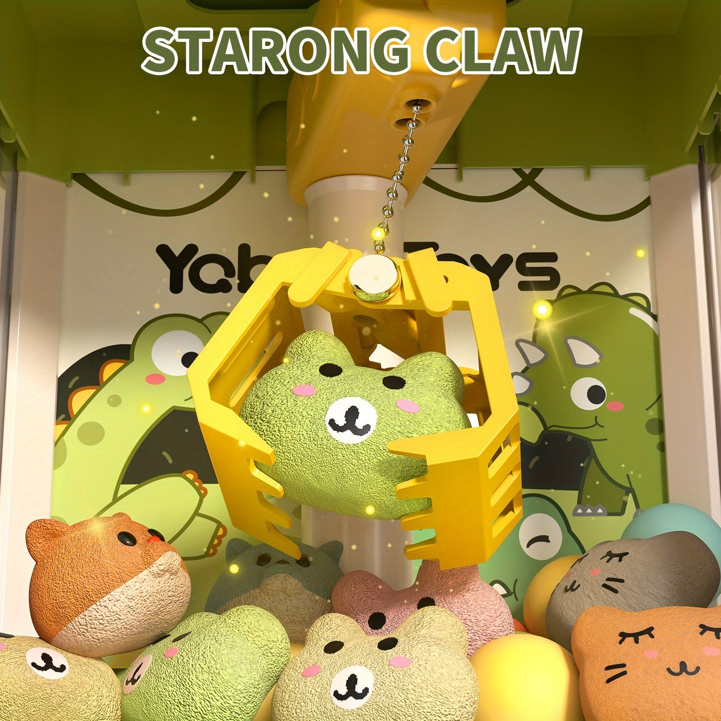 Dinosaur Claw Machine for Kids with Sound, 10 Plush Toys & 10 Balls – Electronic Arcade Grabber Prize Vending Machine Indoor Toy, Birthday Gift for Ages 3-9