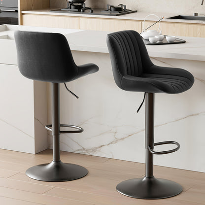 Nalupatio Bar Stools Set of 2 Adjustable Counter Height Swivel Fabric Seat with Ergonomic Back Support - Modern Kitchen Island Chairs for Home & Dining Room, Canada