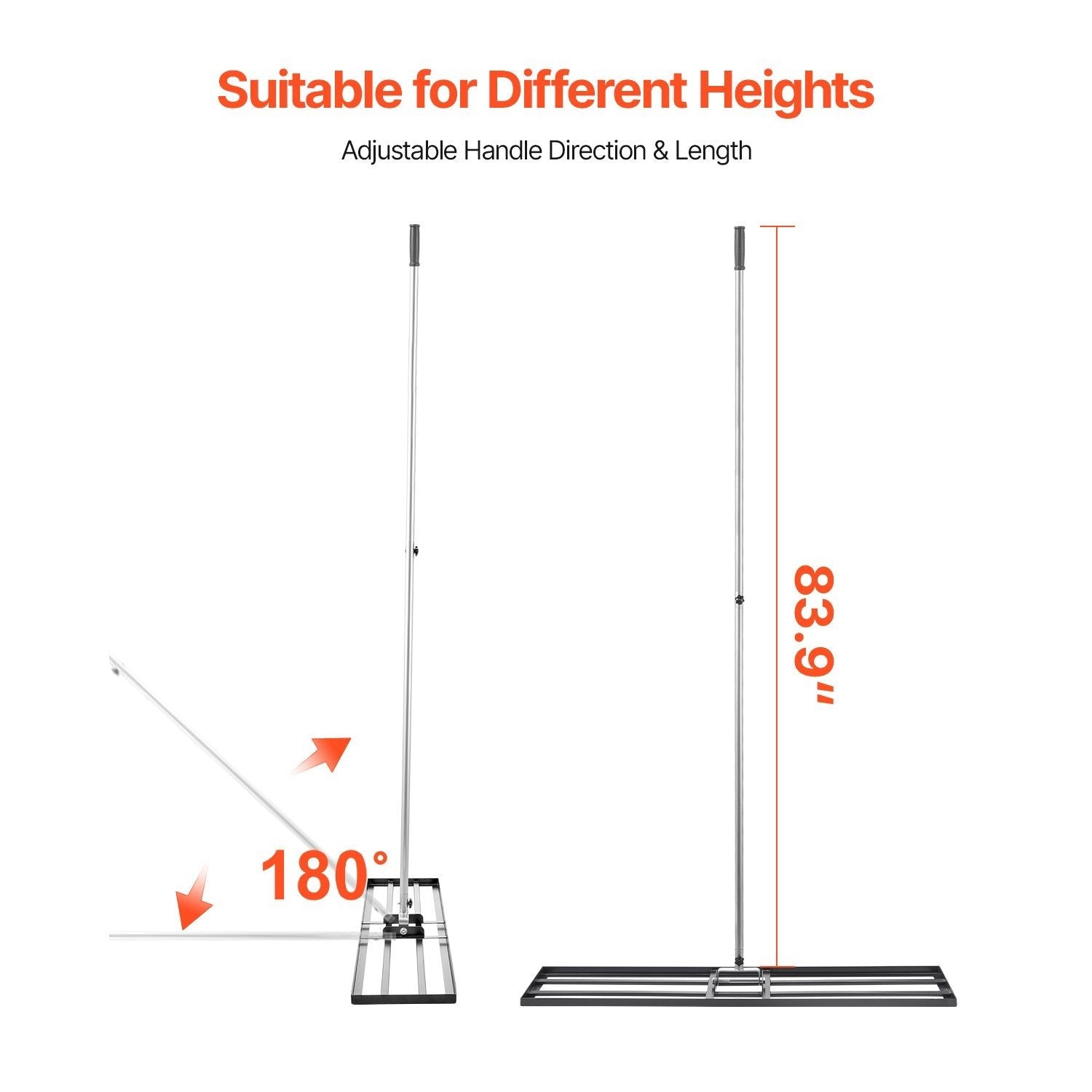 VEVOR 10x30/36/48in Lawn Leveling Rake 83.9 in Adjustable Handle for Yard Golf Court