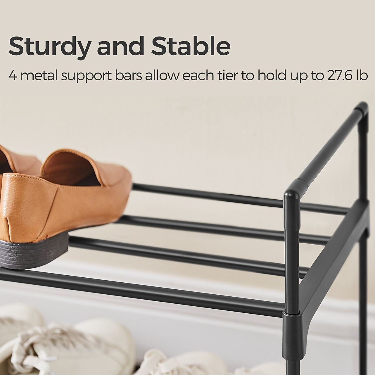 Shoe Rack, Easy To Assemble, 3 Tier Shoe Organizer, Metal Shoe Storage Shelf For 18 Pairs Of Shoes, Entryway, Black