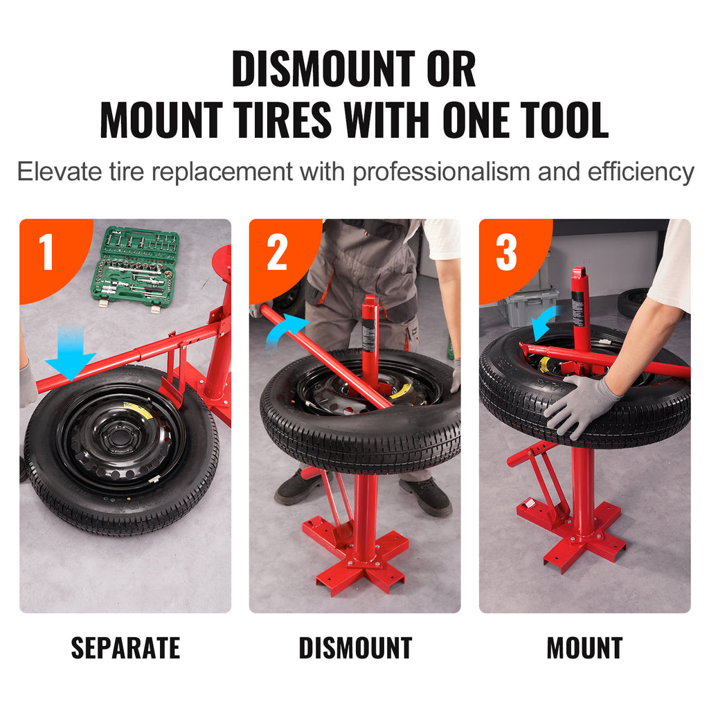 VEVOR Manual Tire Changer, Portable Hand Bead Breaker Mounting Tool for 203 - 406 mm Tires, Compatible with Car Truck Trailer, Tire Mounting Machine for Home Garage Small Auto Shop
