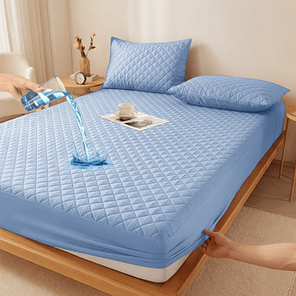 Waterproof Mattress Protector with Embossed Design – Non-Slip Thickened Cover, 21" Deep Pocket, Optional Pillowcase, Twin Full Queen King, 19 Colours