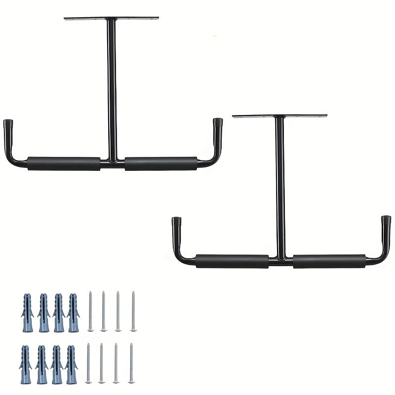 Garage Storage Hooks Wall & Ceiling Mount – Heavy-Duty Metal Hook Racks, 2 or 4-Pack, for Hanging Hoses, Lumber & Tools | Space-Saving Organizer for Garage, Workshop, Garden & Farm
