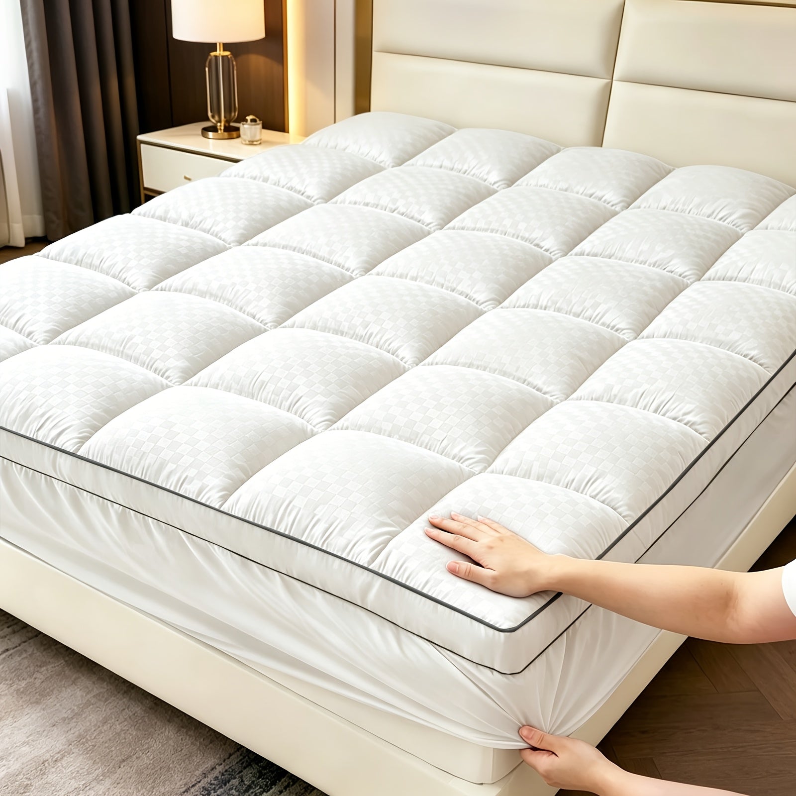 Thickened Pillow Top Mattress Protector Quilted Fitted Cover – Fluffy Soft Breathable Mattress Pad, 8-21" Deep Pocket, Machine Washable, Twin Full Queen King