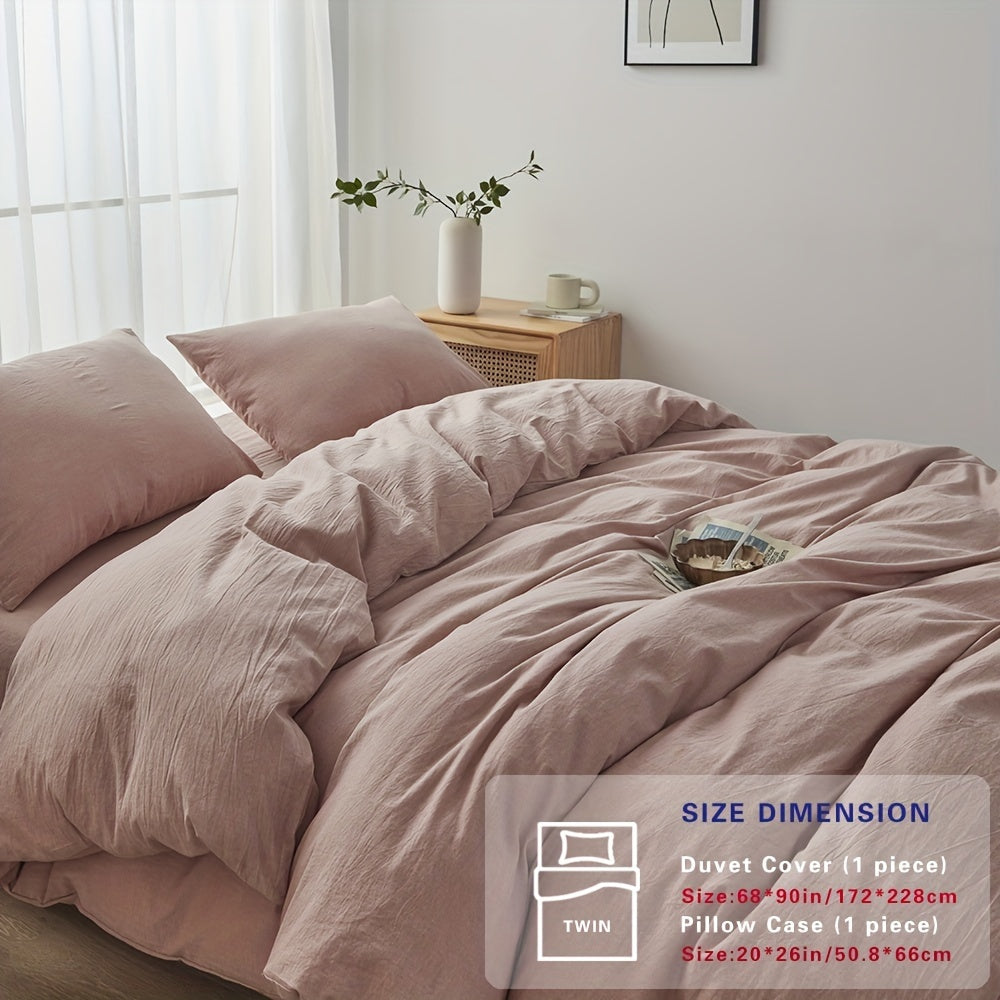 100% Washed Cotton Duvet Cover Set – Breathable, Durable & Ultra-Soft Comfy Bedding Set for All Seasons, Multiple Sizes & Colours