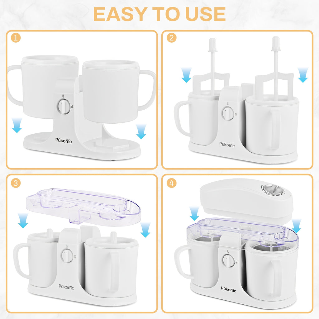 Homemade Delicious Ice Cream, Frozen Yogurt, And Fruit Smoothies, Easy to Make. 33.81oz Dual-cup Design, Detachable for Convenient Operation And Easy Cleaning, The Perfect Christmas Gift Choice!