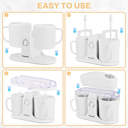 Dual-Cup Ice Cream & Frozen Yogurt Maker Machine – 33.81oz Detachable Design for Homemade Ice Cream, Frozen Yogurt & Fruit Smoothies, Easy to Use & Clean, Perfect Christmas Gift for Families