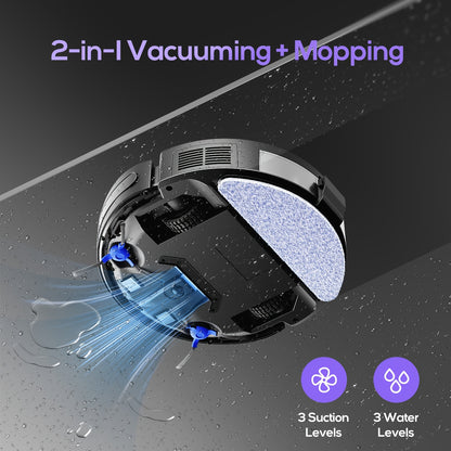 Robot Vacuum and Mop Combo 5000Pa – 2-in-1 Robotic Vacuum Cleaner with App & Voice Control, Scheduled Cleaning, Auto Recharge, for Pet Hair Low Pile Carpet Hard Floor | Canada
