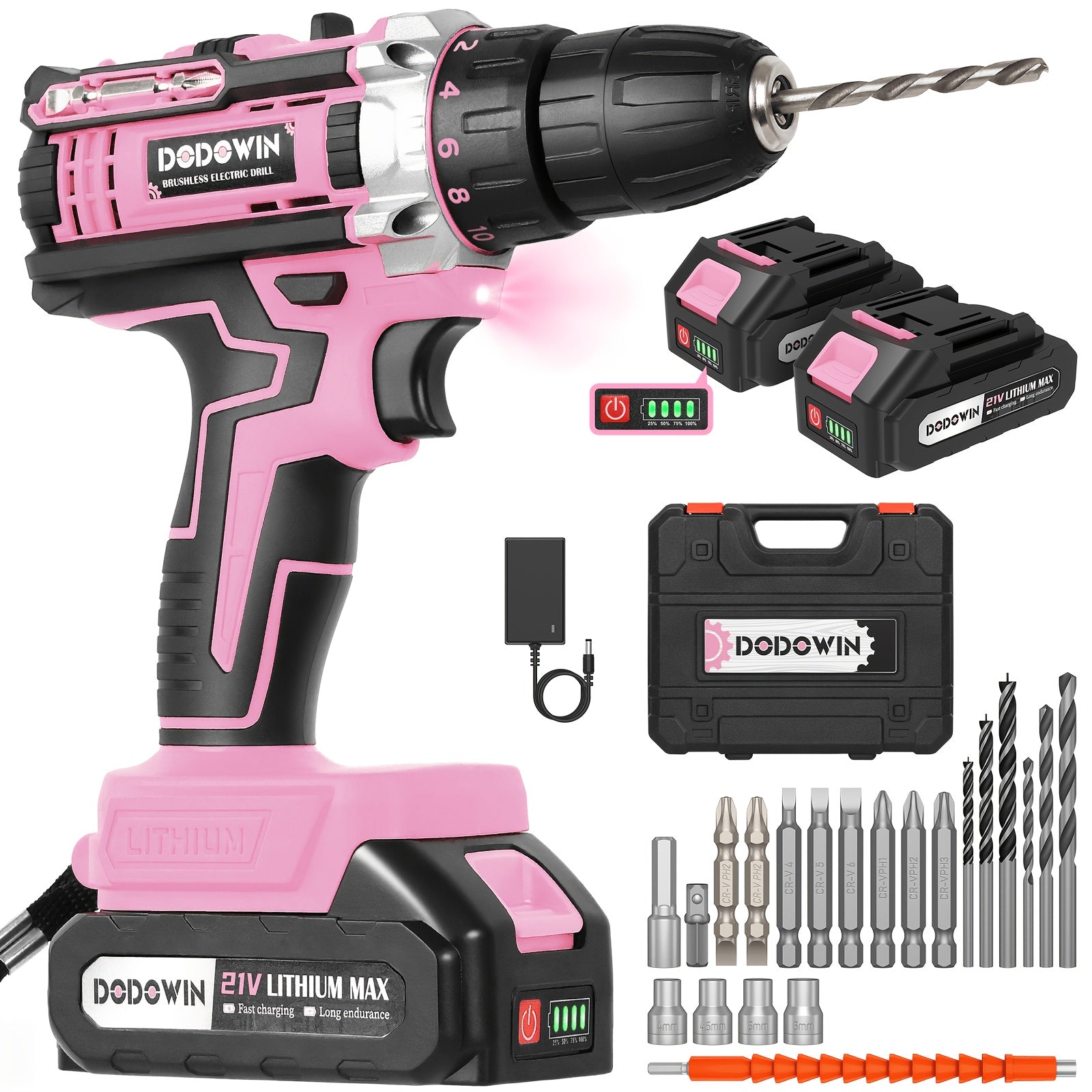 21V Cordless Drill Set with Battery, Tool Case & 24pcs Accessories – Lightweight Electric Drill Kit for Home DIY, Household Repair & Assembly, Ideal Gift for Dad, Husband & DIY Enthusiasts