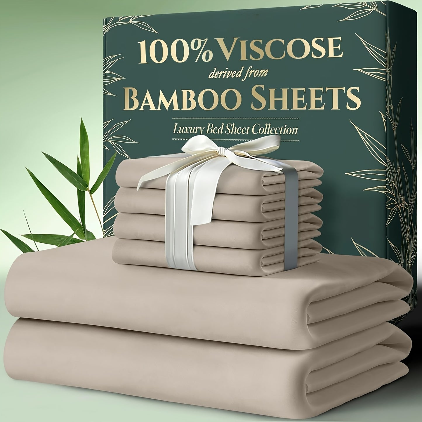 Cooling Bamboo Viscose Bed Sheets King Size Set with Pillowcases – Ultra-Soft Deep Pocket Cooling Sheets for Hot Sleepers Kids & Adults Bedroom