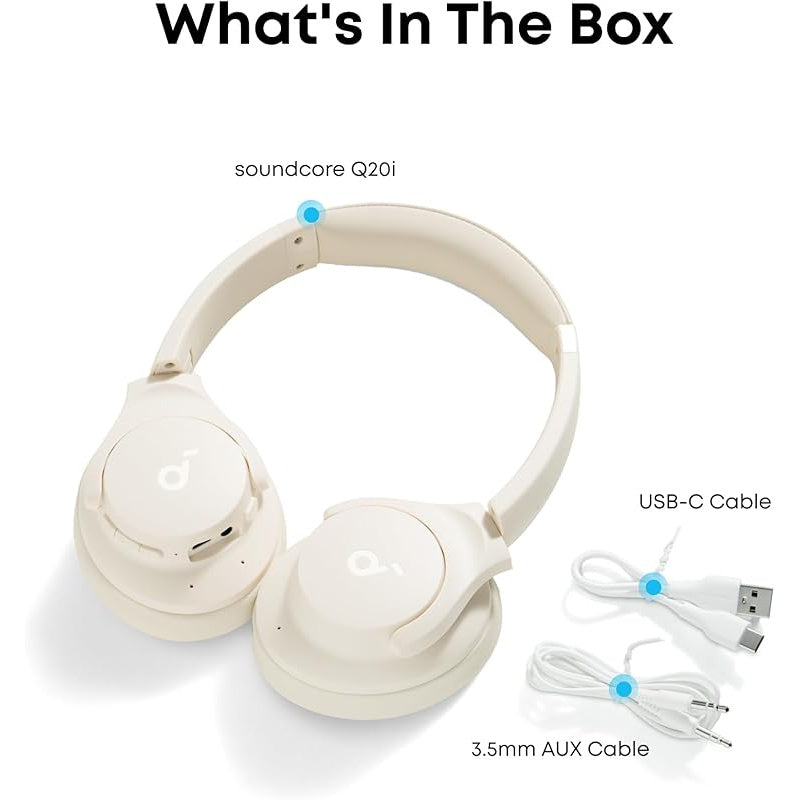 Active Noise Cancelling Headphones Soundcore Anker Q20i Wireless Over-Ear, 40H ANC Playtime Hi-Res Audio Big Bass Transparency Mode App Control – Travel Headphones Renewed | Canada