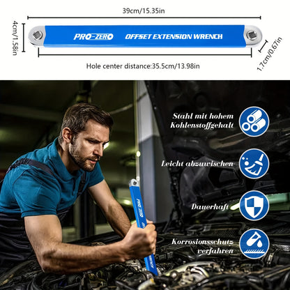 Flex Head Ratchet Wrench Set 2-in-1 Offset Extension with 1/2" 1/4" 3/8" Adapters – 180° Swivel High Torque Non-Slip Handle for Tight Spaces, DIY & Mechanic Hand Tool