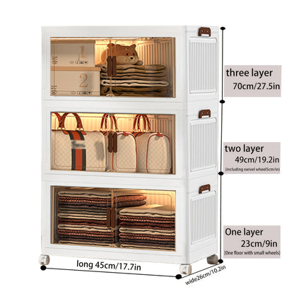 Stackable Clear Shoe Box Organizer with Door – Foldable Plastic Shoe Rack 2/3/4/5 Layer Storage Cabinet for Living Room, Entryway & Closet, Easy Assembly, Big Capacity Shoe Shelf