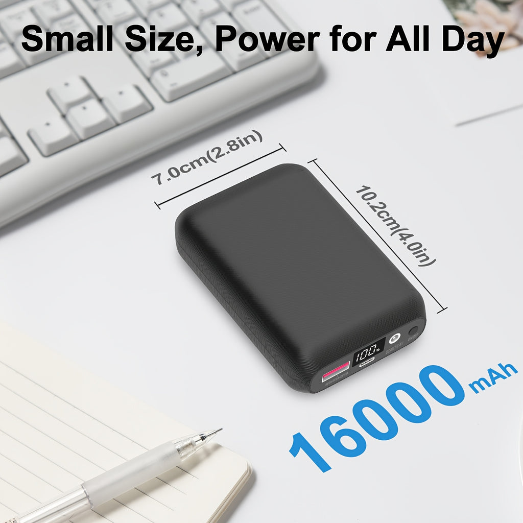 16000mAh Rechargeable Battery Pack for Heated Vest & Jacket | 5V/7.4V Power Bank with LED Display