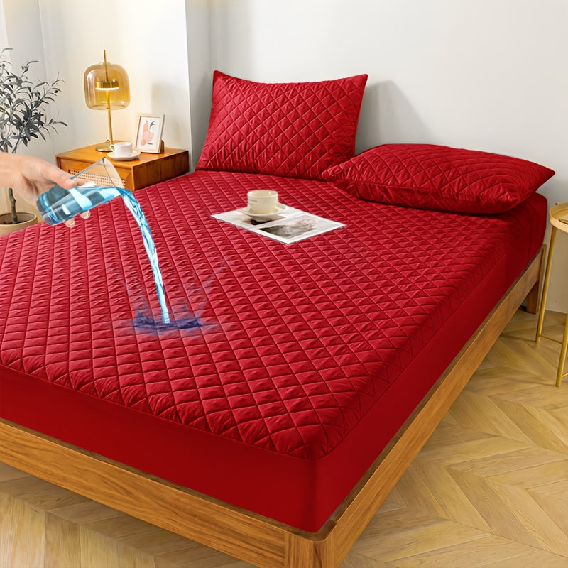 Waterproof Mattress Protector with Embossed Design – Non-Slip Thickened Cover, 21" Deep Pocket, Optional Pillowcase, Twin Full Queen King, 19 Colours