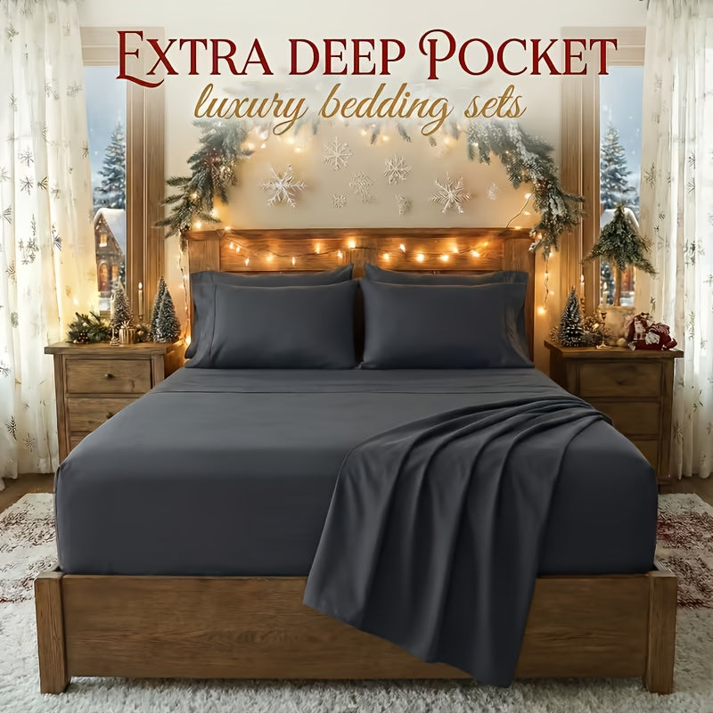 Bamboo Cooling Bed Sheet Set 4/6pcs Luxury Soft – Deep Pocket Elastic Breathable Hotel Sheets & Pillowcase Set, Twin Full Queen King – ShopVora CA